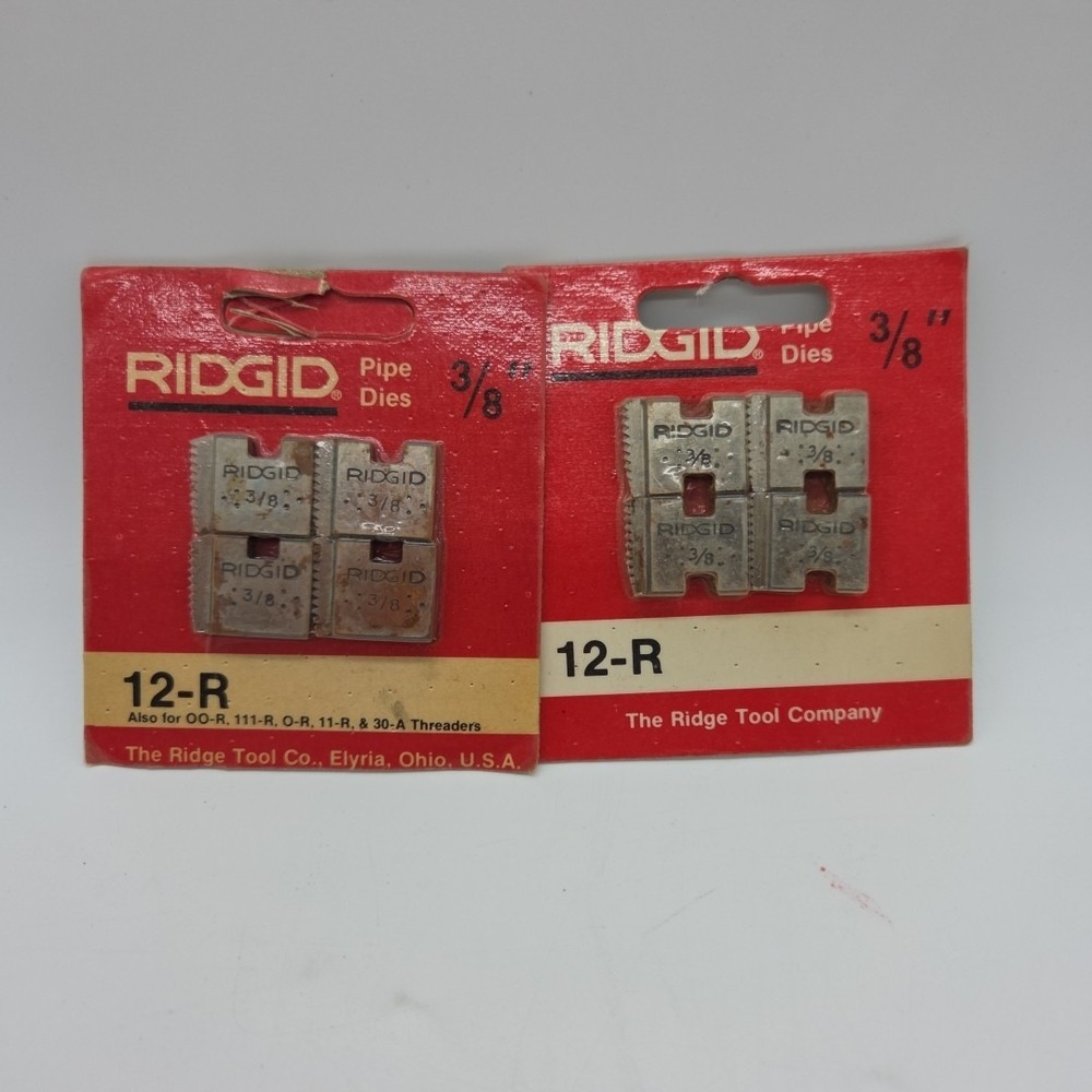 NEW Lot Of 2 RIDGID 3/8" Size Pipe Dies 12-R IN PACKAGE 8ct USA Made